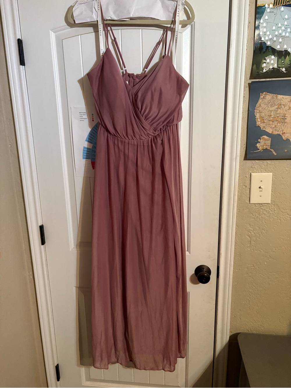 Azazie Mauve Pink Strappy Maxi Dress